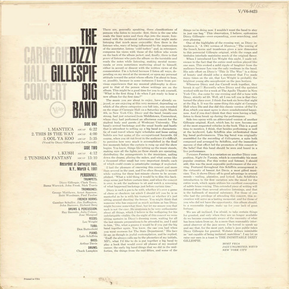 Dizzy Gillespie Big Band - Carnegie Hall Concert - Recorded Live
