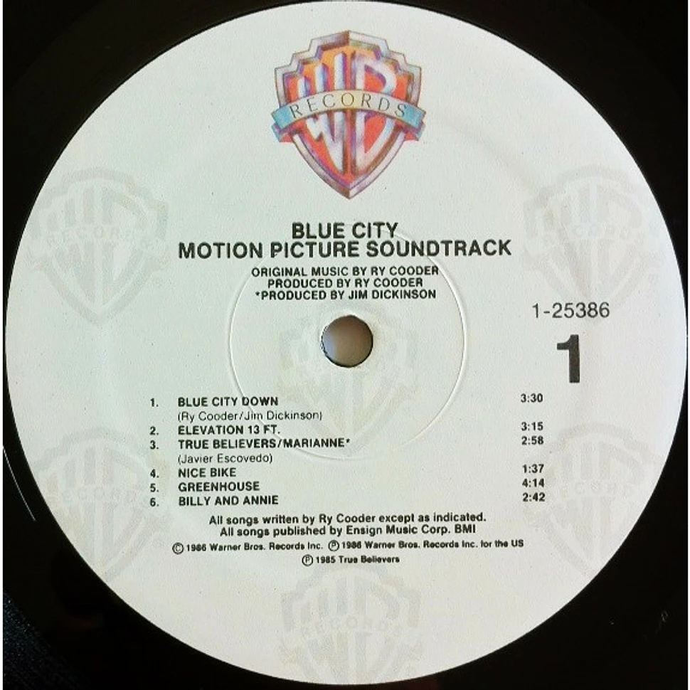 Ry Cooder - Blue City - Motion Picture Soundtrack