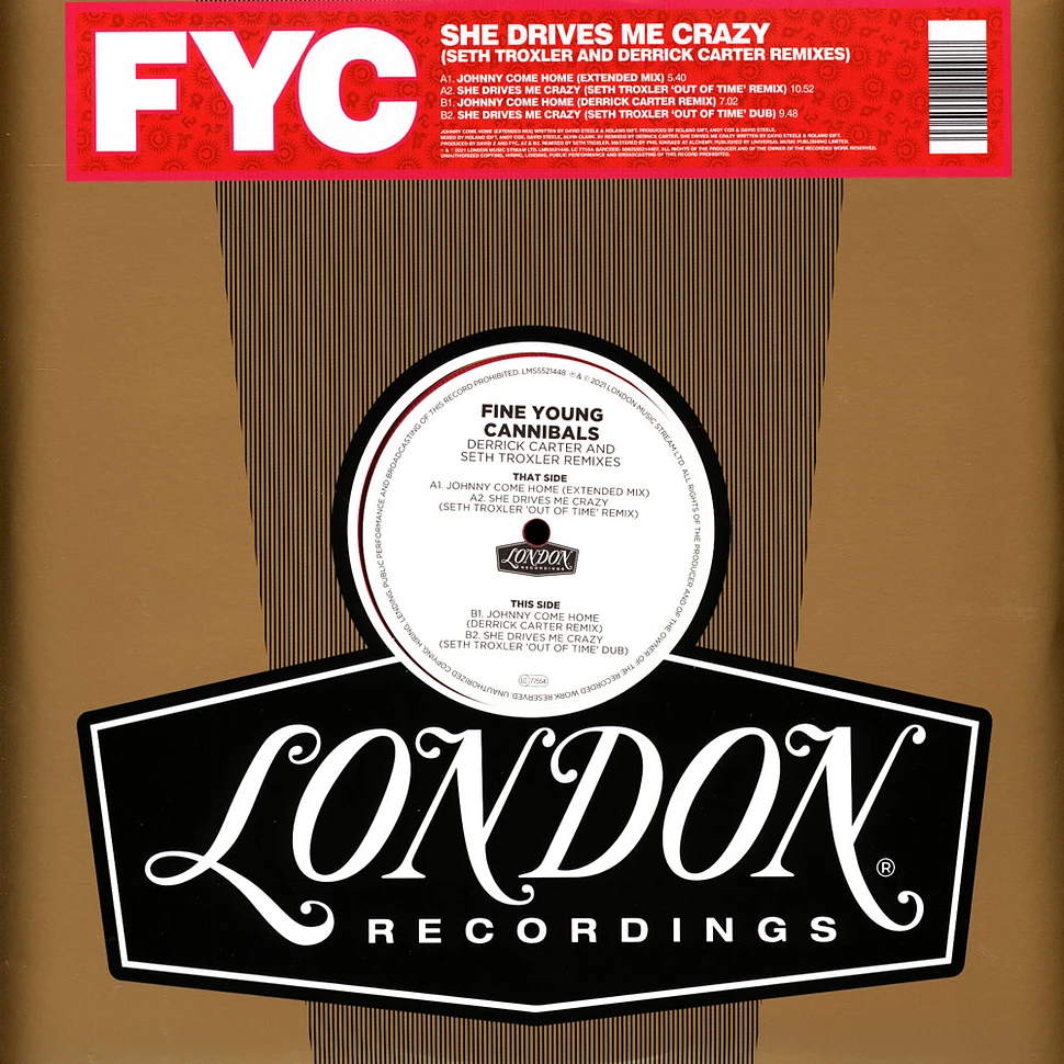 Fine Young Cannibals - She Drives Me Crazy Seth Troxler & Derrik Carter Remixes Record Store Day 2021 Edition