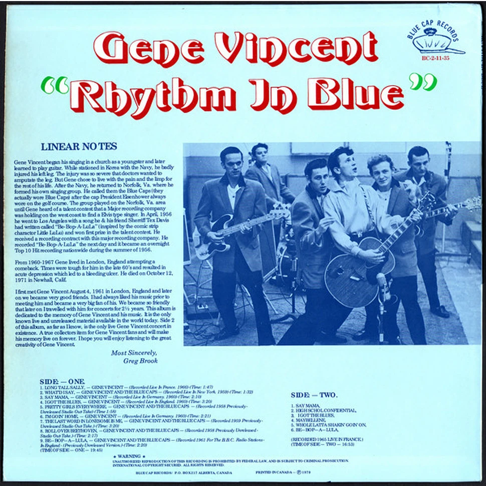 Gene Vincent - Rhythm In Blue