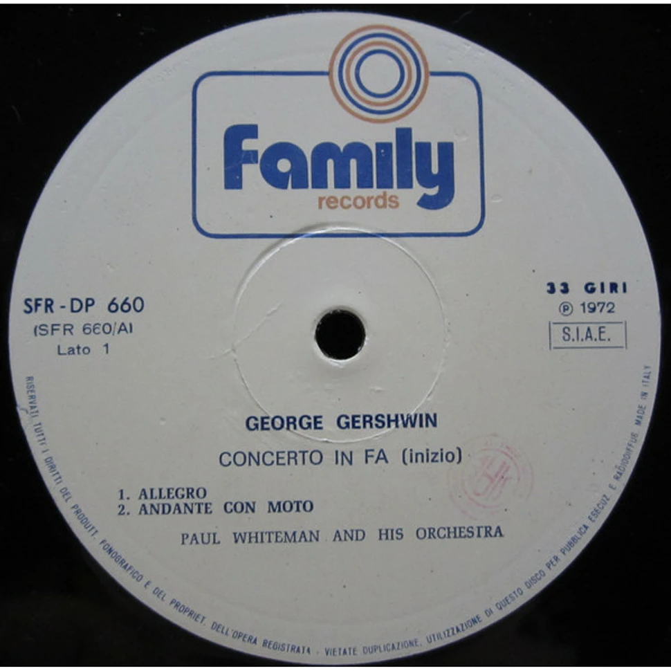George Gershwin, Ferde Grofé, Paul Whiteman And His Orchestra - Concerto In Fa - Versione Originale Del 1928