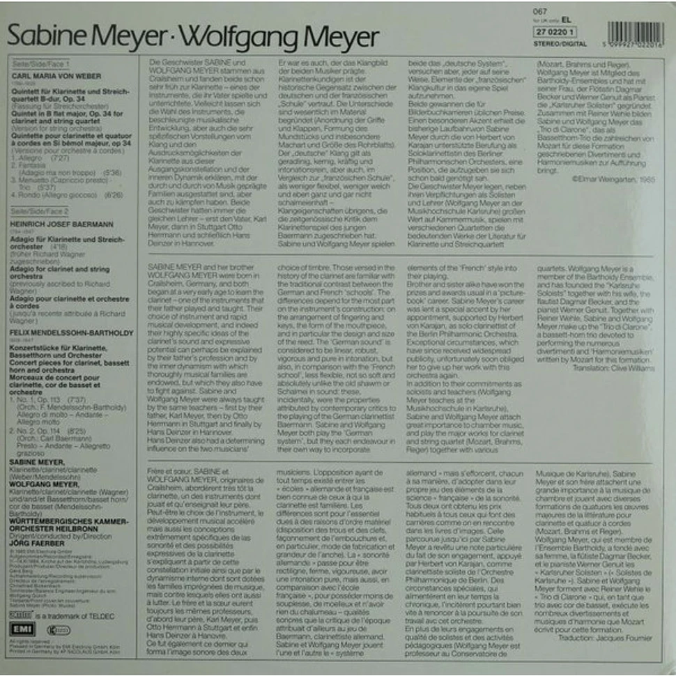 Sabine Meyer, Wolfgang Meyer - Works for Clarinet and Orchestra (Weber, Baermann, Mendelssohn)