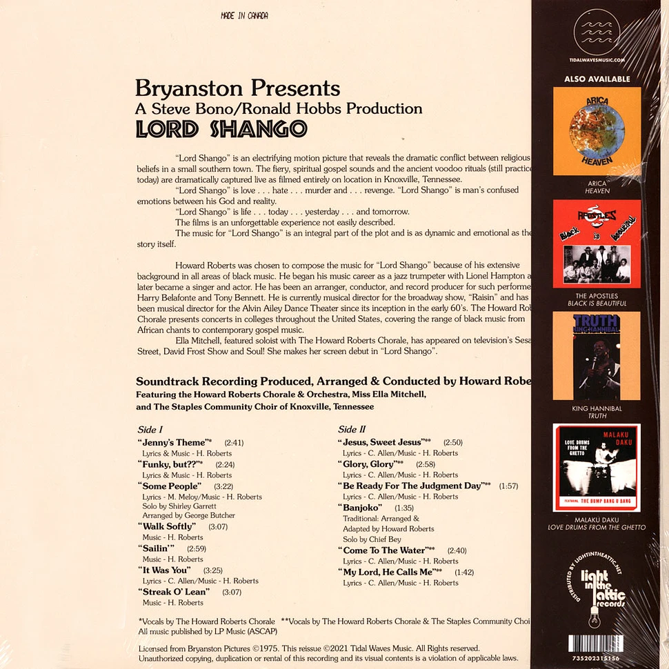 Howard Roberts - OST Lord Shango Clear Vinyl Edition