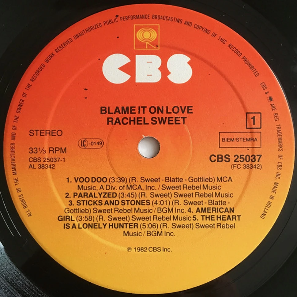 Rachel Sweet - Blame It On Love
