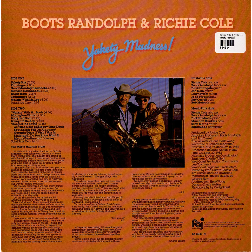 Richie Cole & Boots Randolph - Yakety Madness!