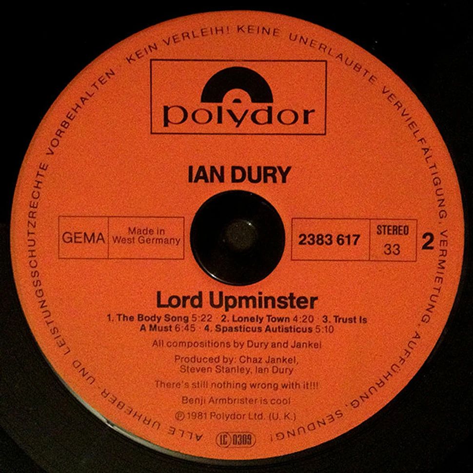 Ian Dury - Lord Upminster