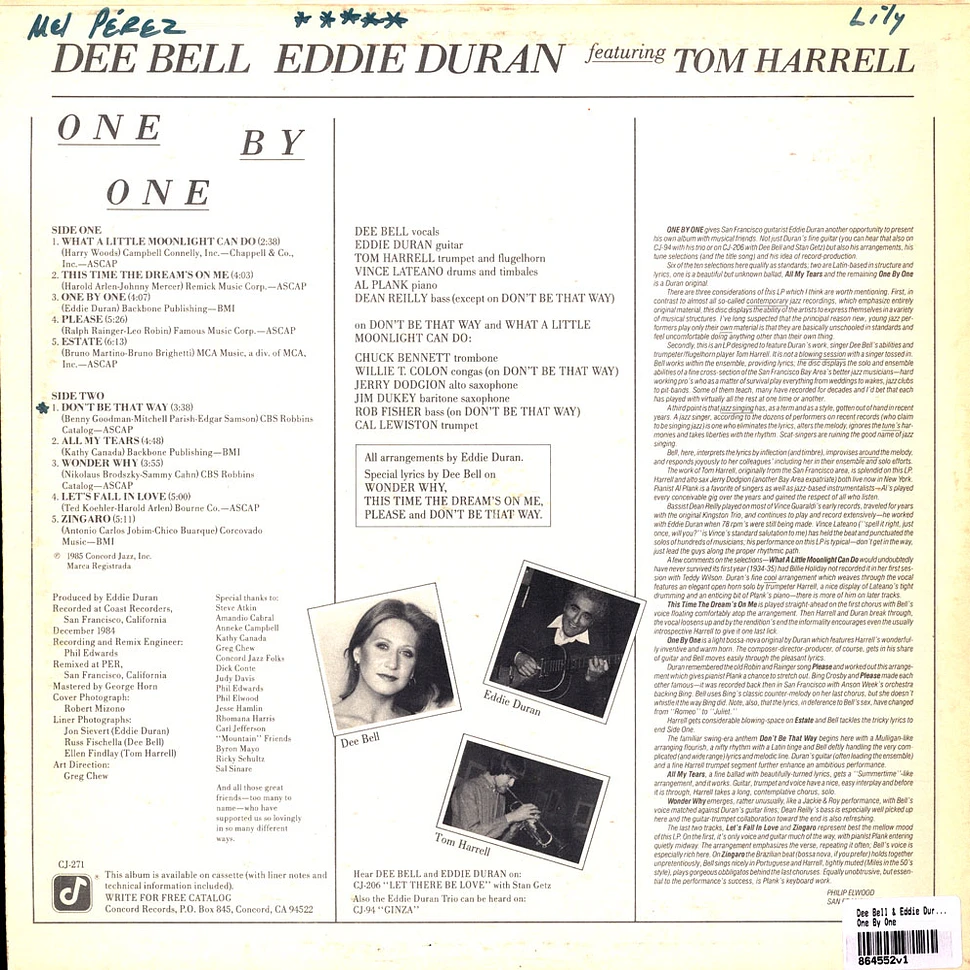 Dee Bell / Eddie Duran Featuring Tom Harrell - One By One