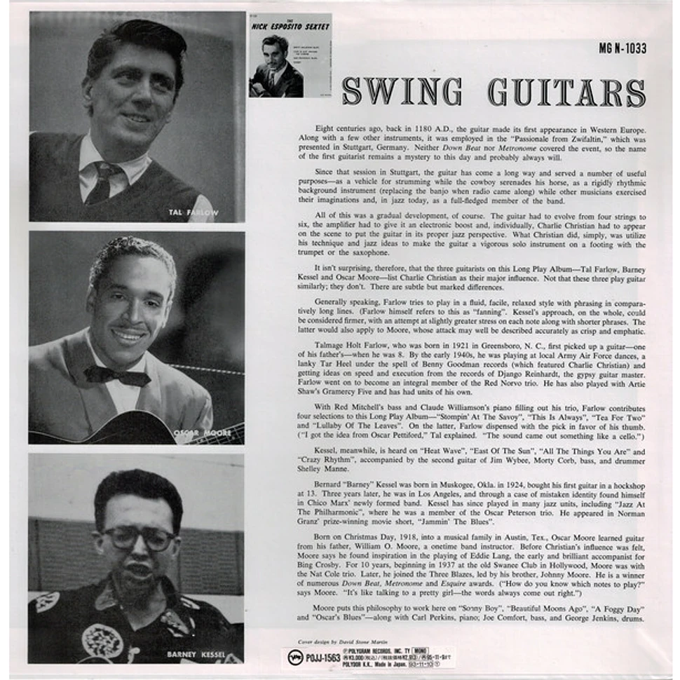 Oscar Moore / Barney Kessel / Tal Farlow Plus The Nick Esposito Sextet - Swing Guitars