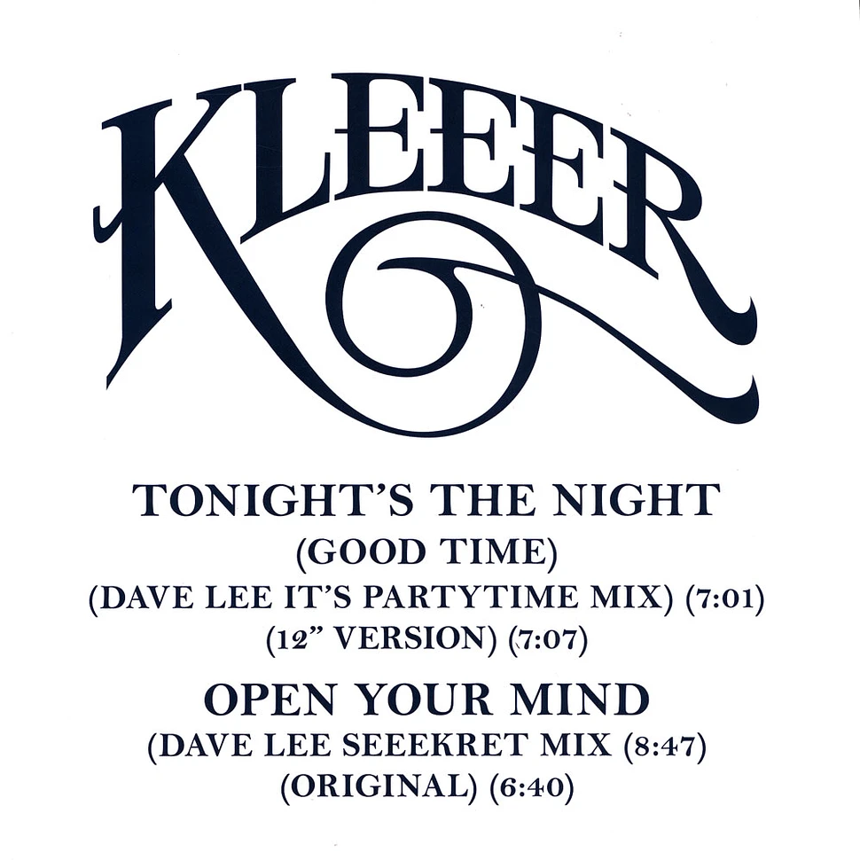 Kleeer - Tonight's The Night (Good Time) / Open Your Mind Dave Lee Remixes