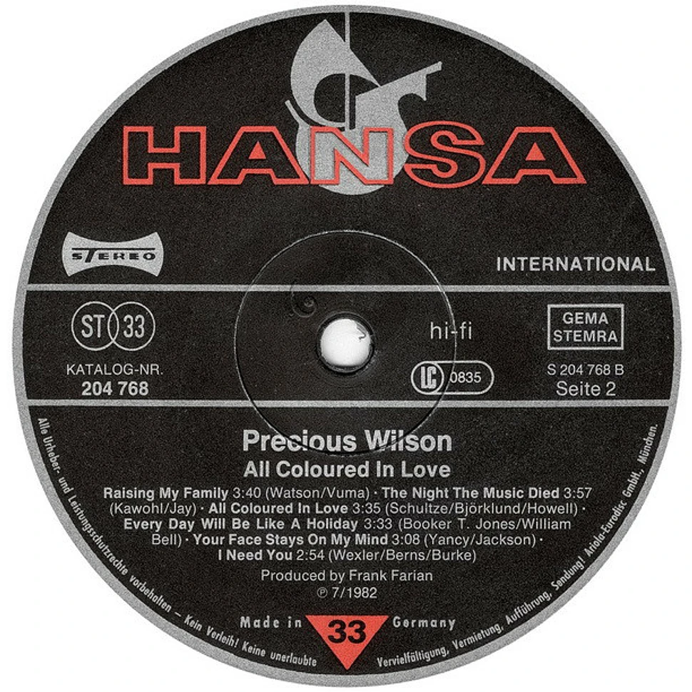 Precious Wilson - All Coloured In Love