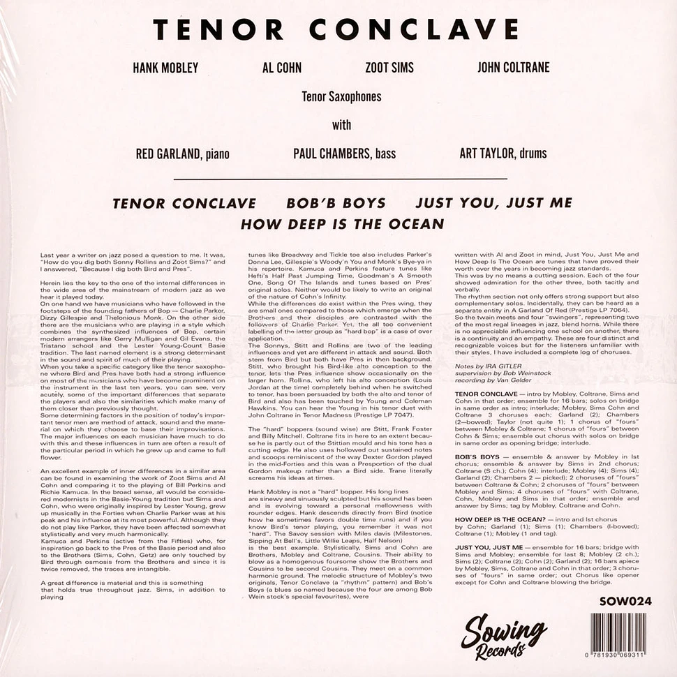 Hank Mobley/Al Cohn/John Coltrane/Zoot Sims - Tenor Conclave Clear Vinyl Edition