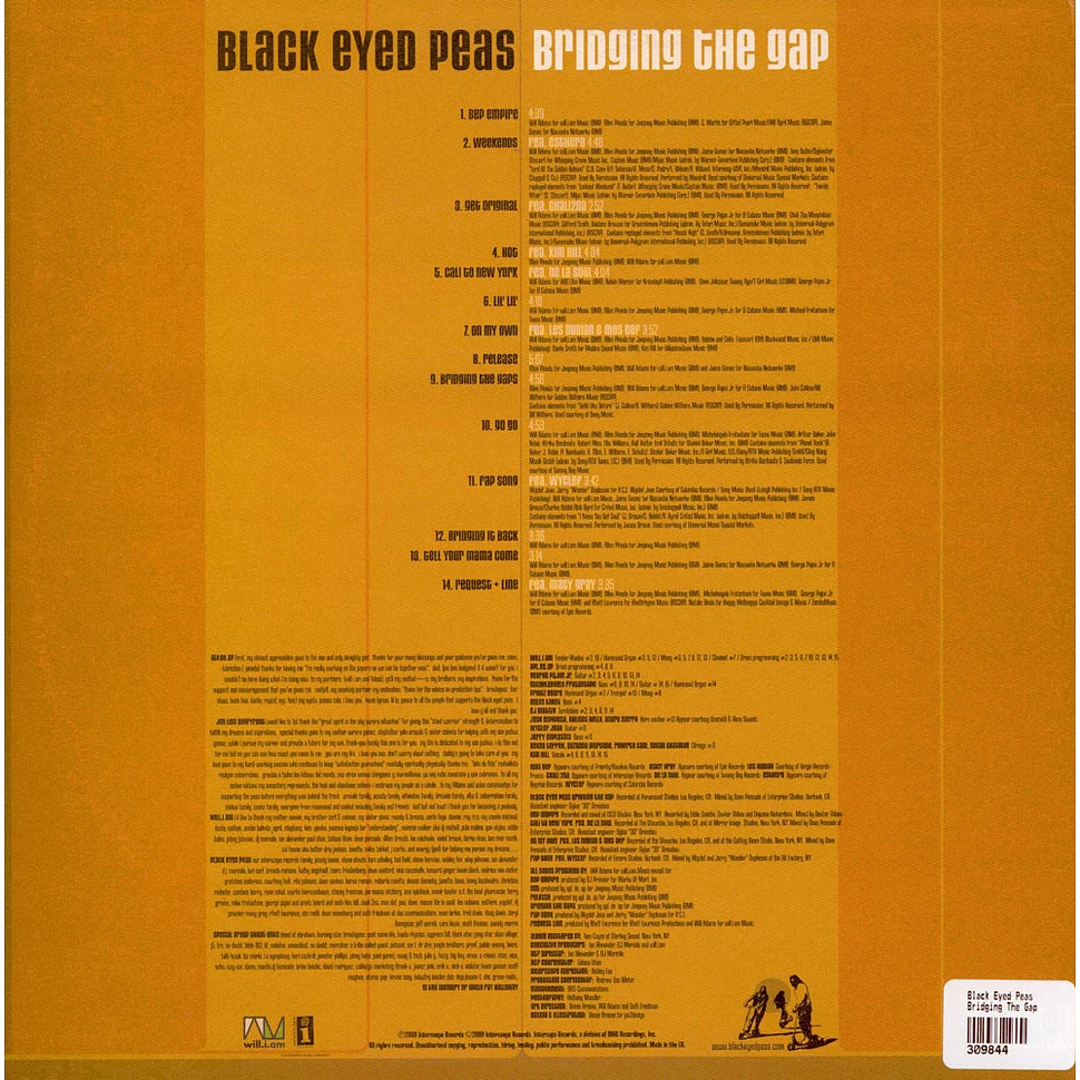 Black Eyed Peas Bridging The Gap Vinyl 2LP 2000 EU Original HHV