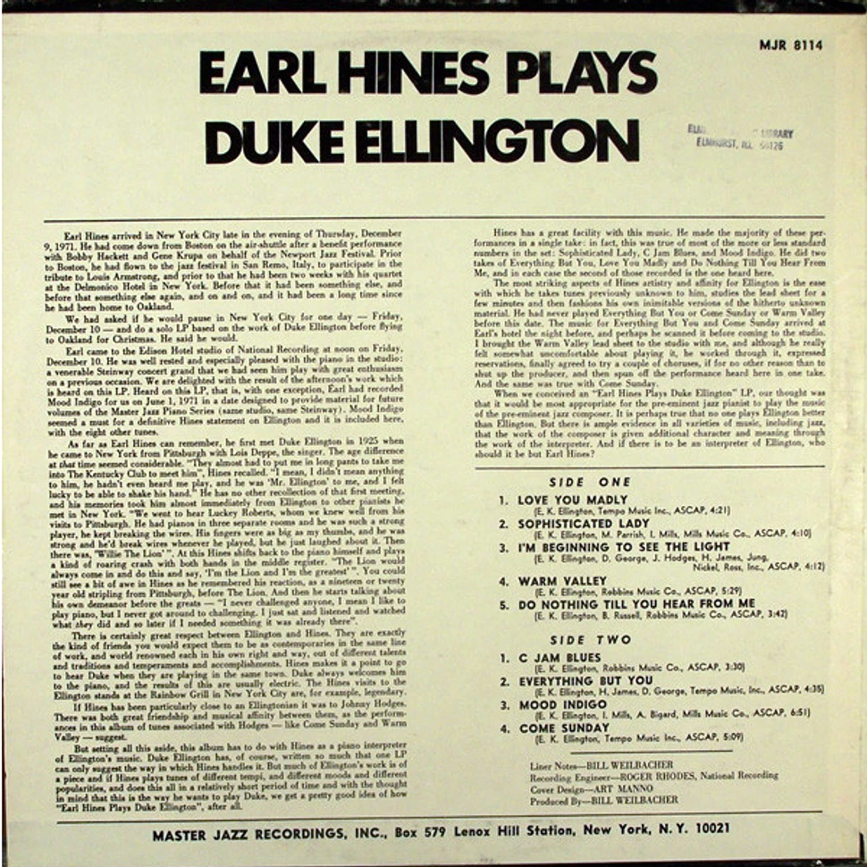 Earl Hines - Earl Hines Plays Duke Ellington