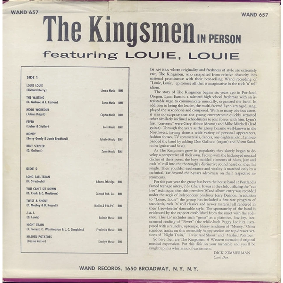 The Kingsmen - The Kingsmen In Person Featuring Louie, Louie