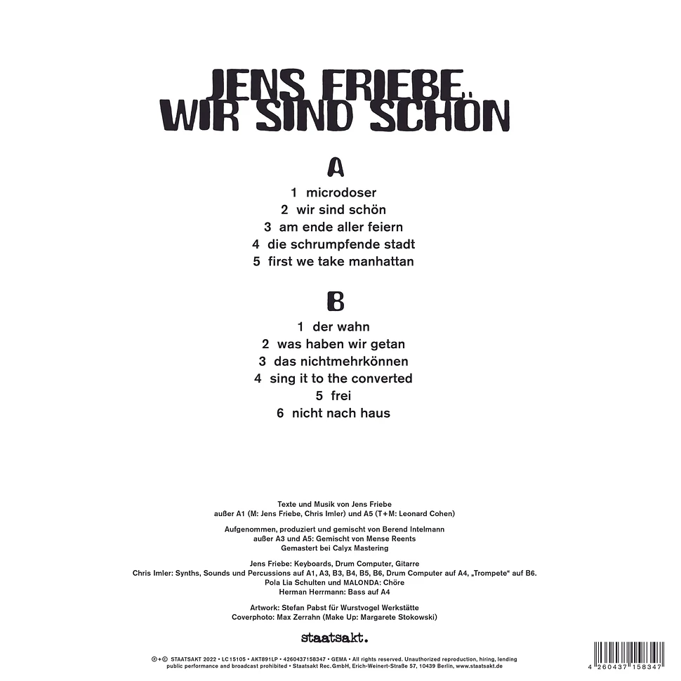 Jens Friebe - Wir Sind Schön Violet Vinyl Edition