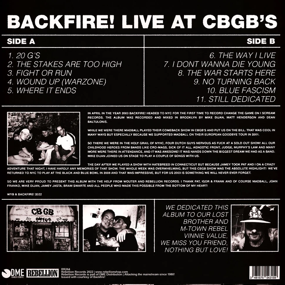 Backfire! - Live At Cbgb Splatter Vinyl Edition