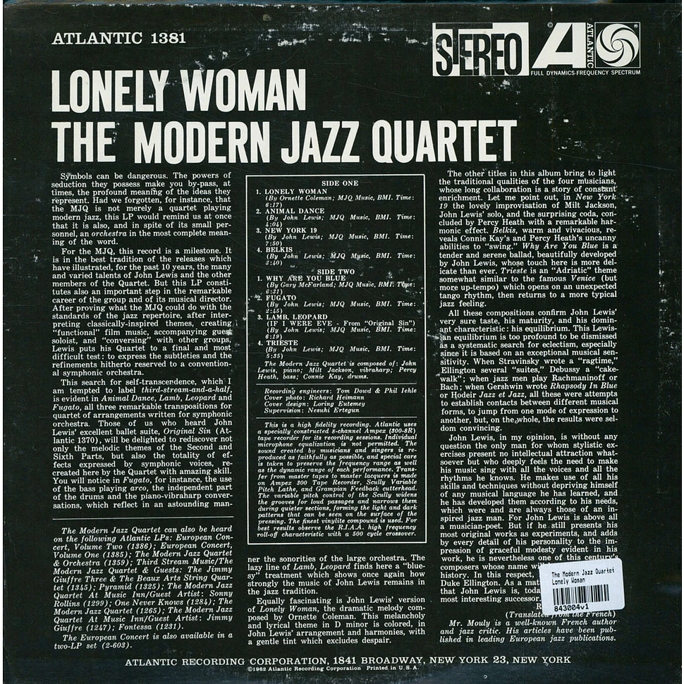 The Modern Jazz Quartet - Lonely Woman