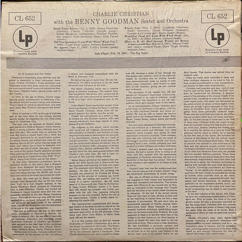 Charlie Christian With Benny Goodman Sextet And Benny Goodman And His Orchestra - With The Benny Goodman Sextet And Orchestra