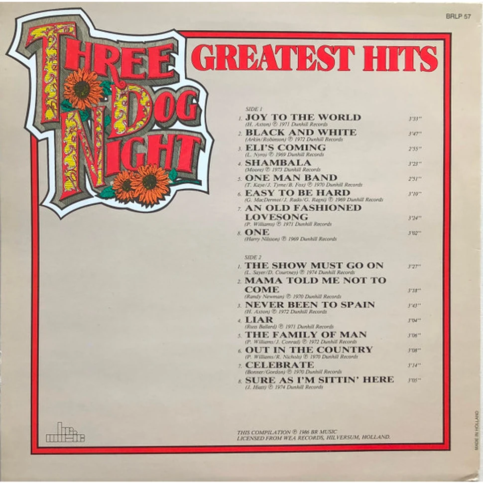 Three Dog Night - Greatest Hits - Vinyl LP - 1986 - FR - Original | HHV