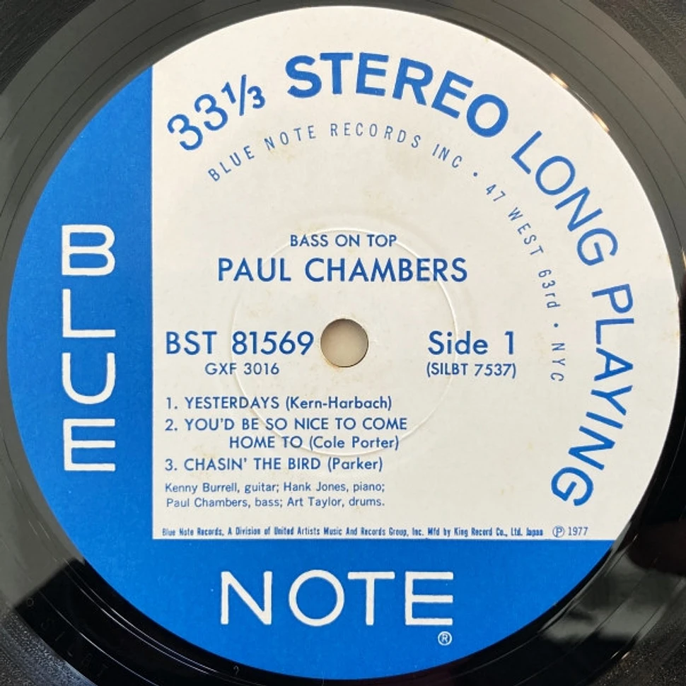 Paul Chambers Quartet - Bass On Top - Vinyl LP - 1977 - JP