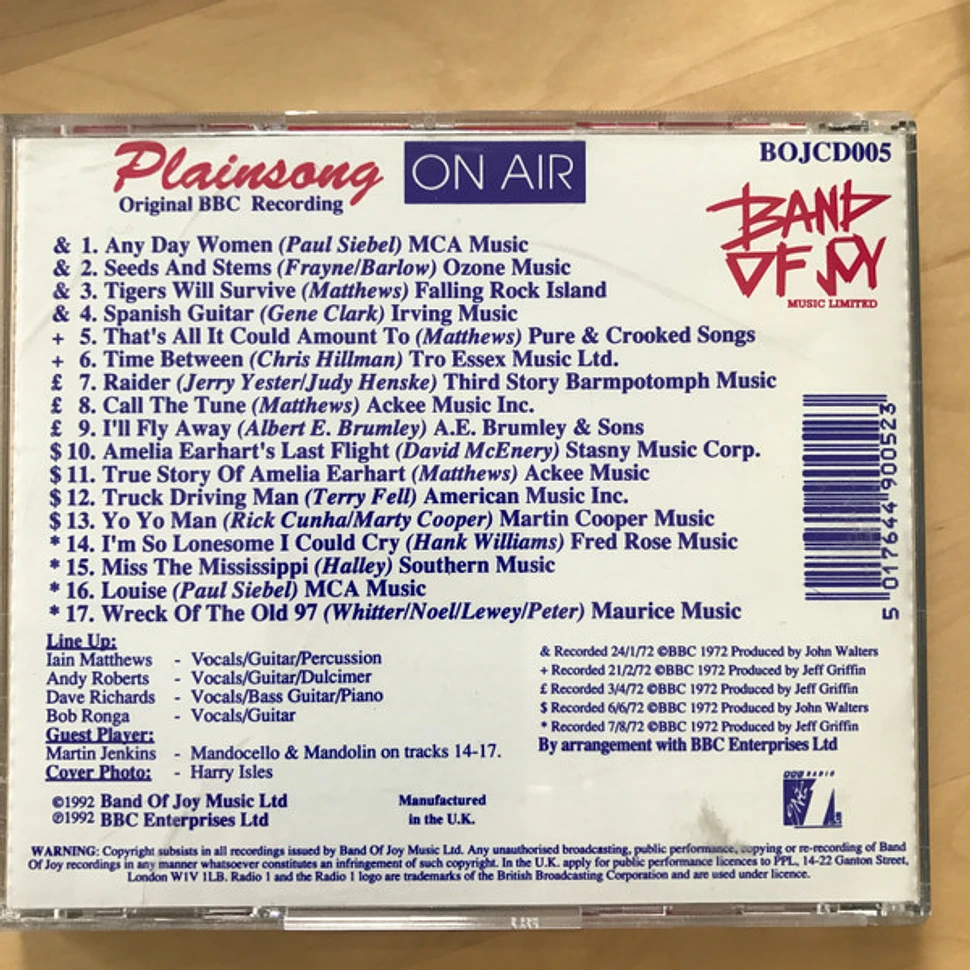 Plainsong - On Air - Original BBC Recordings