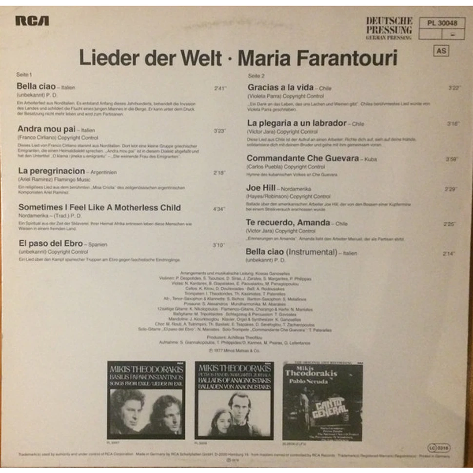 Maria Farandouri - Lieder Der Welt