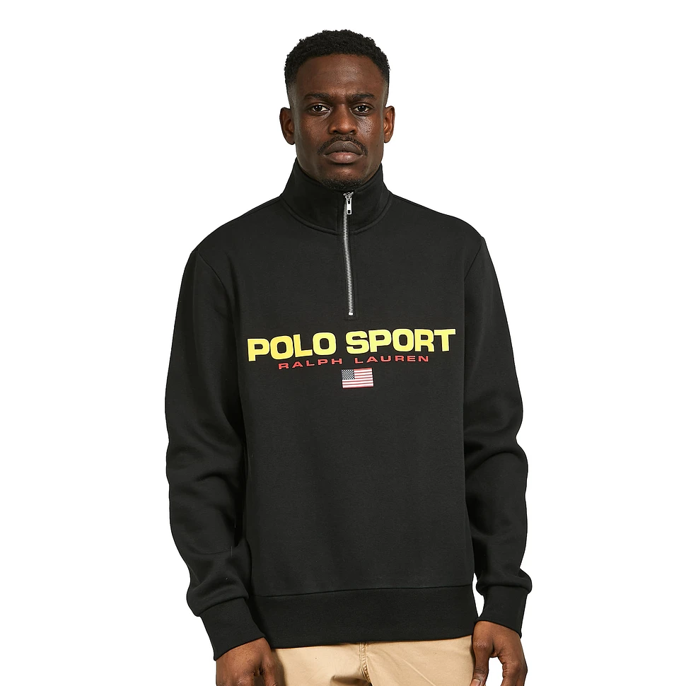 Polo Ralph Lauren - Sport Fleece Long Sleeve 1/3 Zip Sweatshirt (Polo Black  / Gold) | HHV