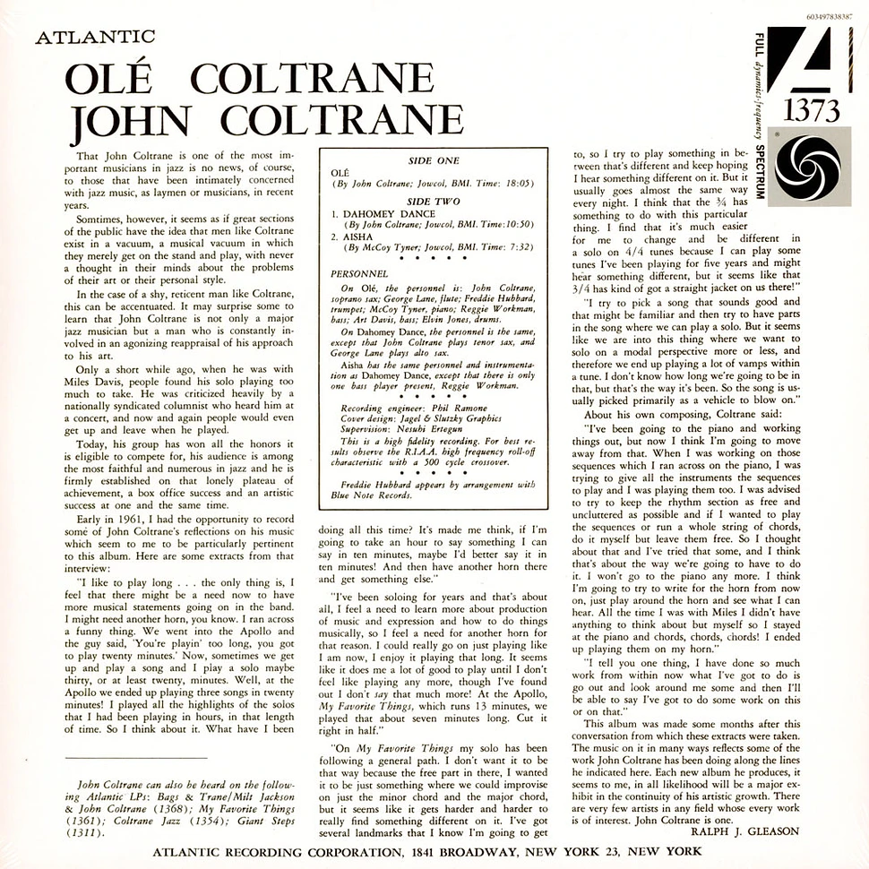 John Coltrane - Olé Coltrane Crystal Clear Vinyl Edition