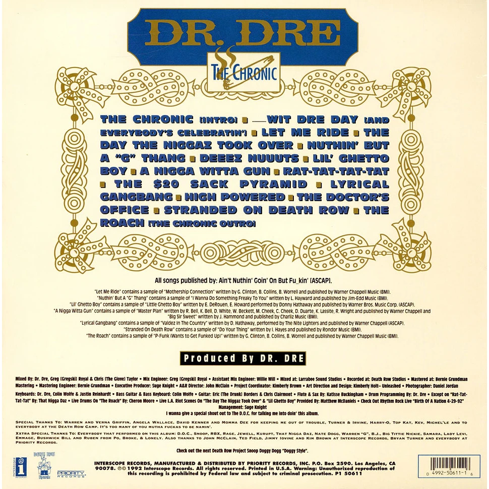Dr. Dre - The Chronic - Vinyl LP - 1996 - US - Reissue | HHV