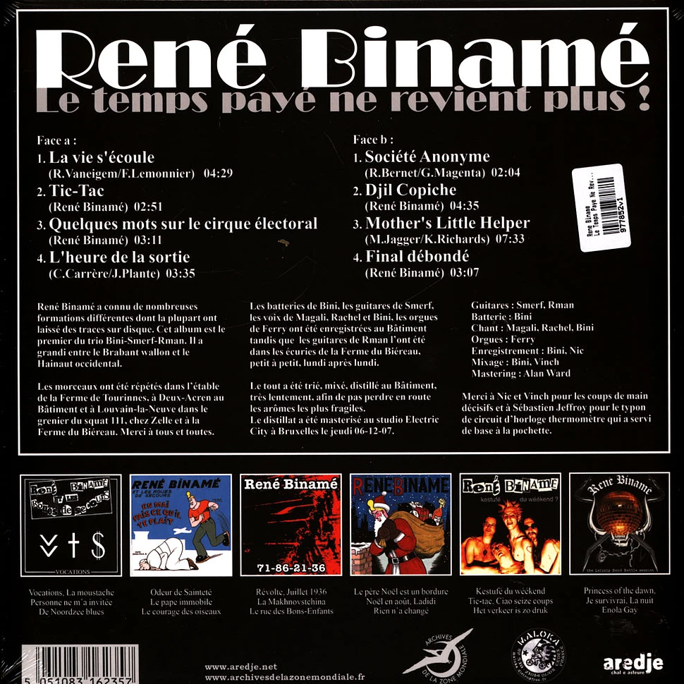 Rene Biname - Le Temps Paye Ne Revient Plus