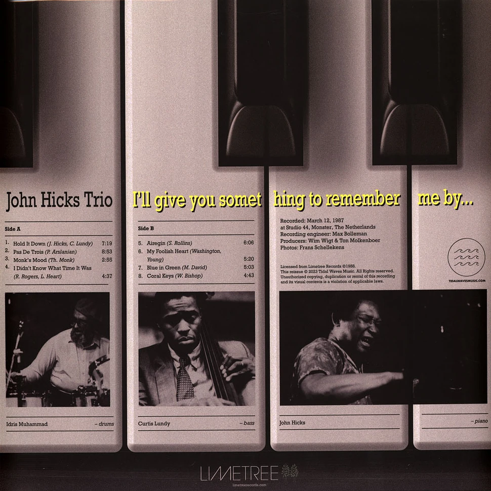 John Hicks Trio - I'll Give You Something To Remember Me By White Vinyl Edition