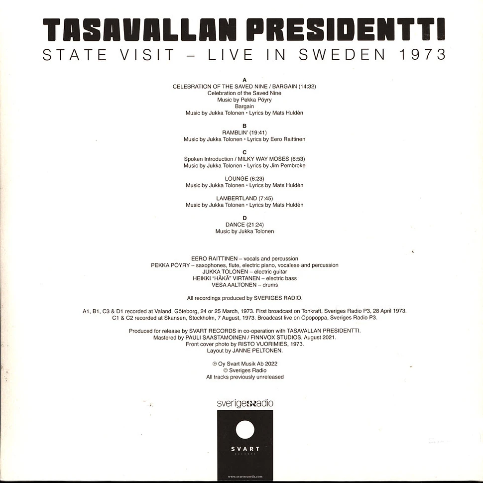 Tasavallan Presidentti - State Visit - Live In Sweden 1973 Black Vinyl Edition