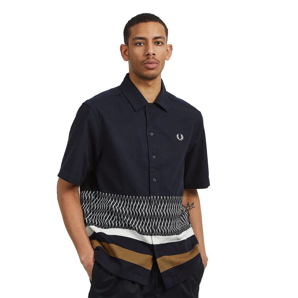 Fred Perry - Knitted Panel Revere Collar Shirt - 2XL