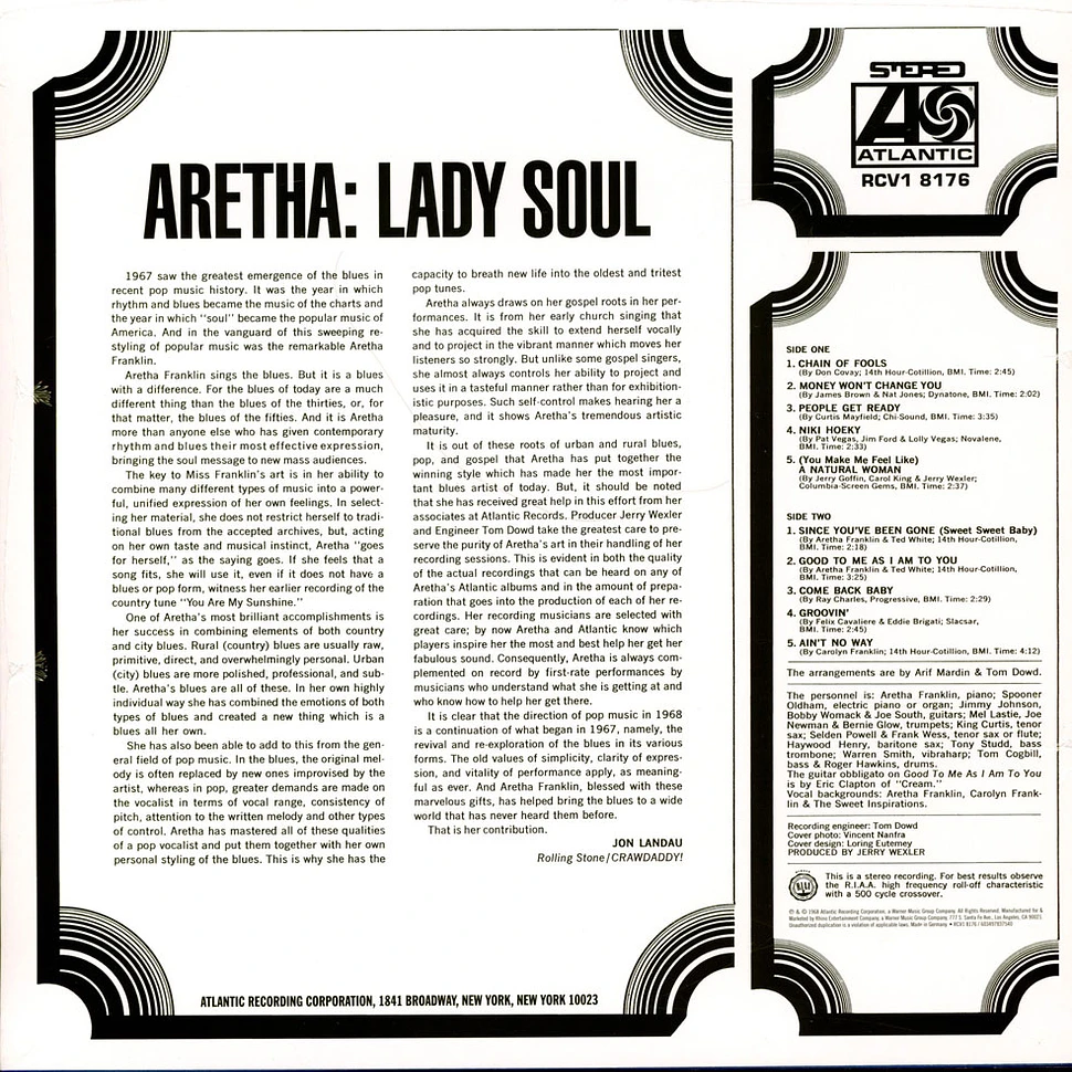 Aretha Franklin - Lady Soul Clear Vinyl Edition