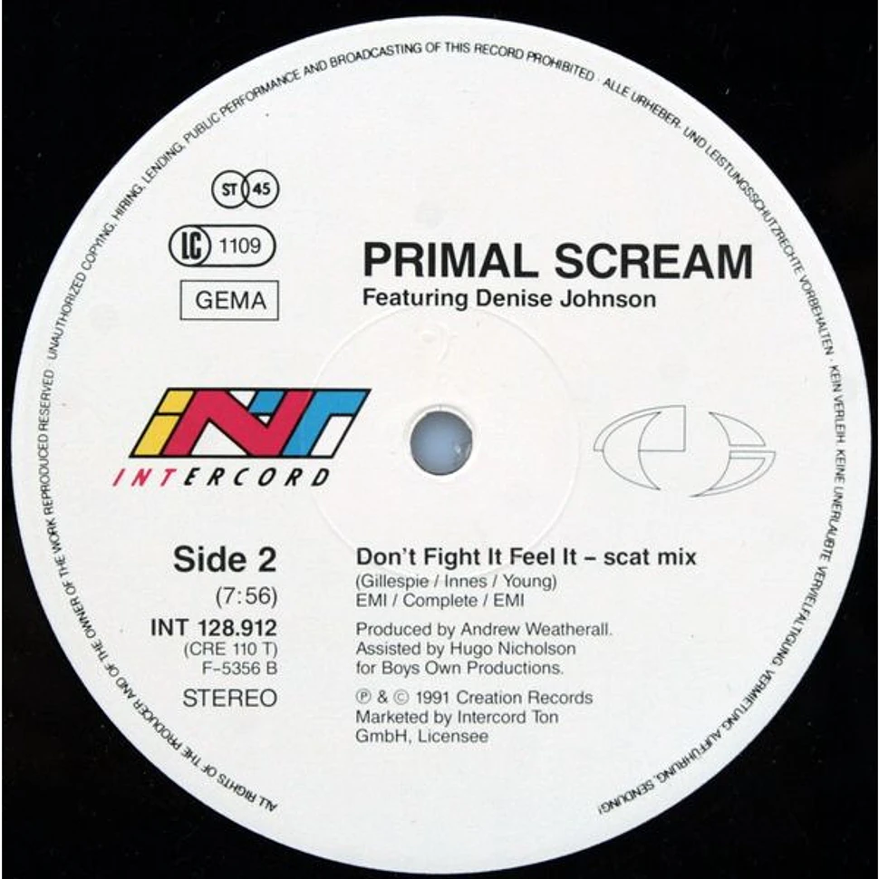Primal Scream Featuring Denise Johnson - Don't Fight It, Feel It