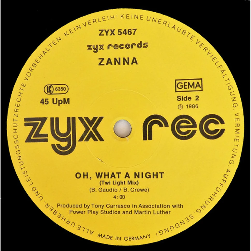 Zanna - Ooh What A Night
