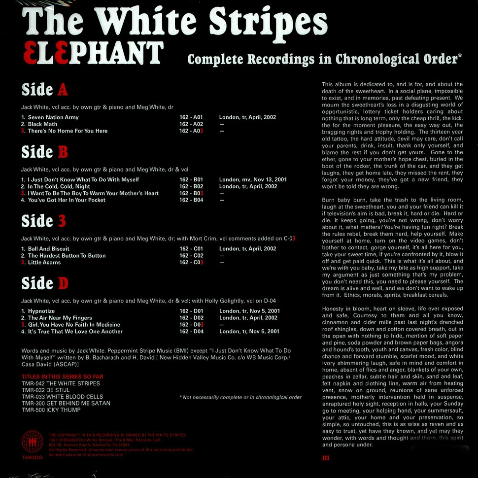 The White Stripes - Elephant 20th Anniversary Colored Vinyl Edition