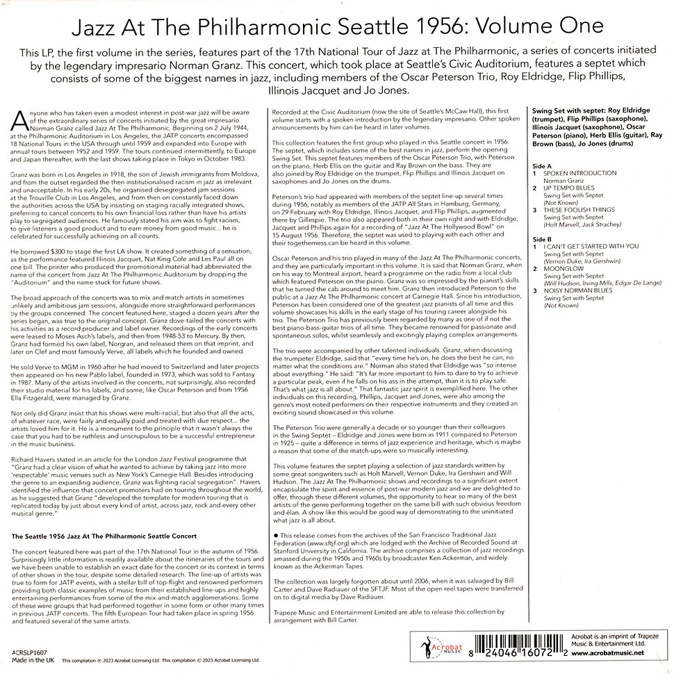 V.A. - Jazz At The Philharmonic Seattle 1956 Volume 1