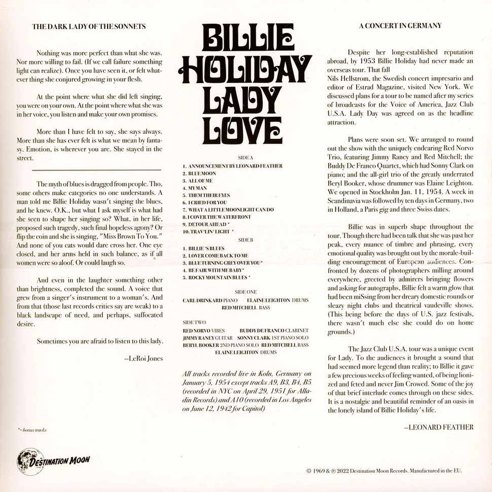 Billie Holiday - Lady Love Clear Vinyl Edtion