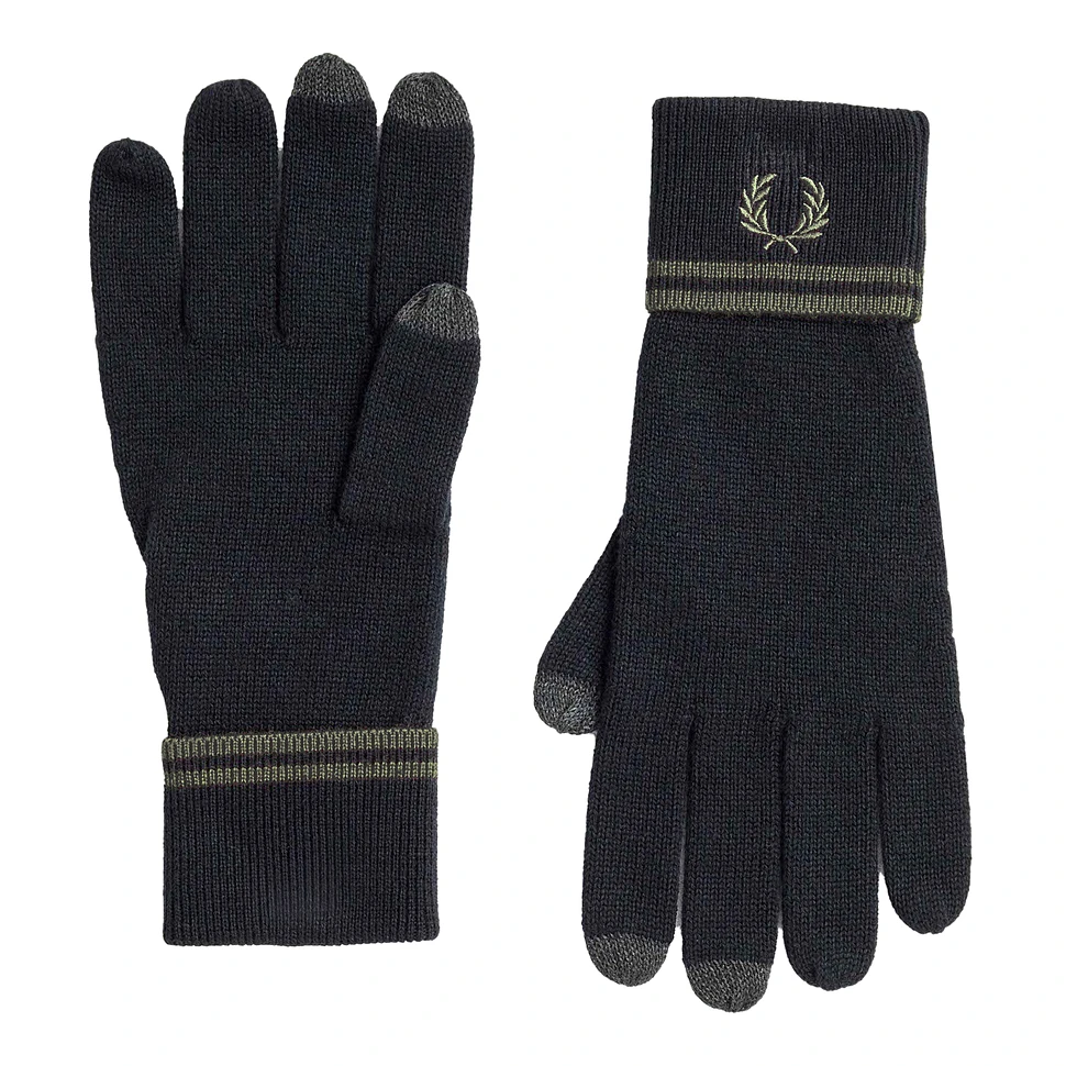 Fred Perry Gloves Tipped - HHV Field Wool (Black Merino / Grn) Twin 