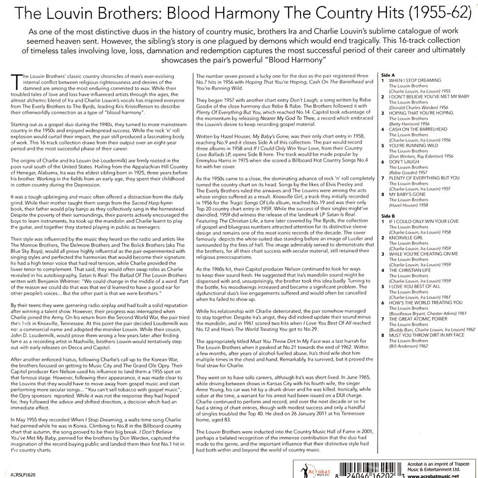 Louvin Brothers - Blood Harmony-The Country Hits 1955-62