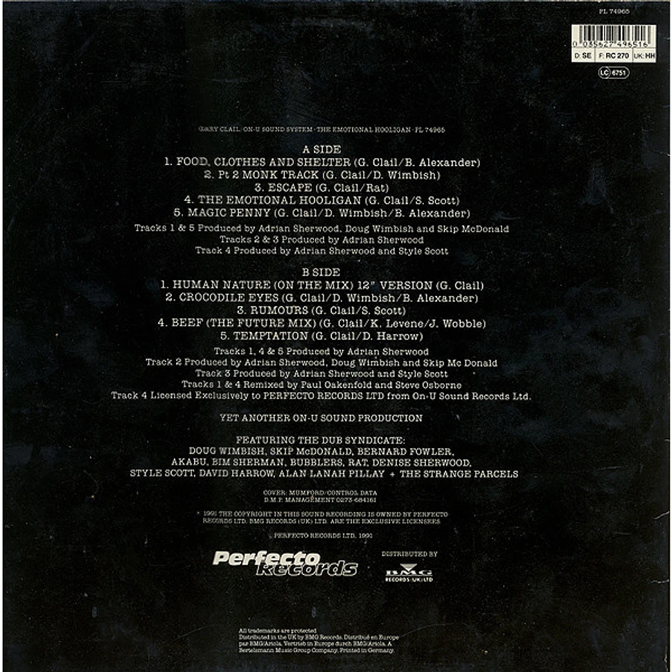 Gary Clail & On-U Sound System - The Emotional Hooligan - Vinyl LP ...