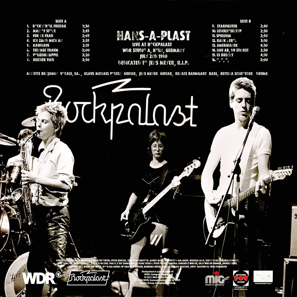 Hans-A-Plast - Live At Rockpalast 1980 Black Vinyl Edition