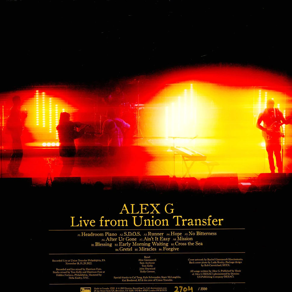 Alex G - Live From Union Transfer Tangerine / Orange Vinyl Edition ...