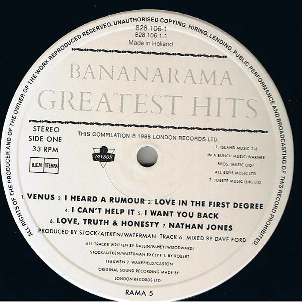 Bananarama The Greatest Hits Collection Vinyl Lp 1988 Eu