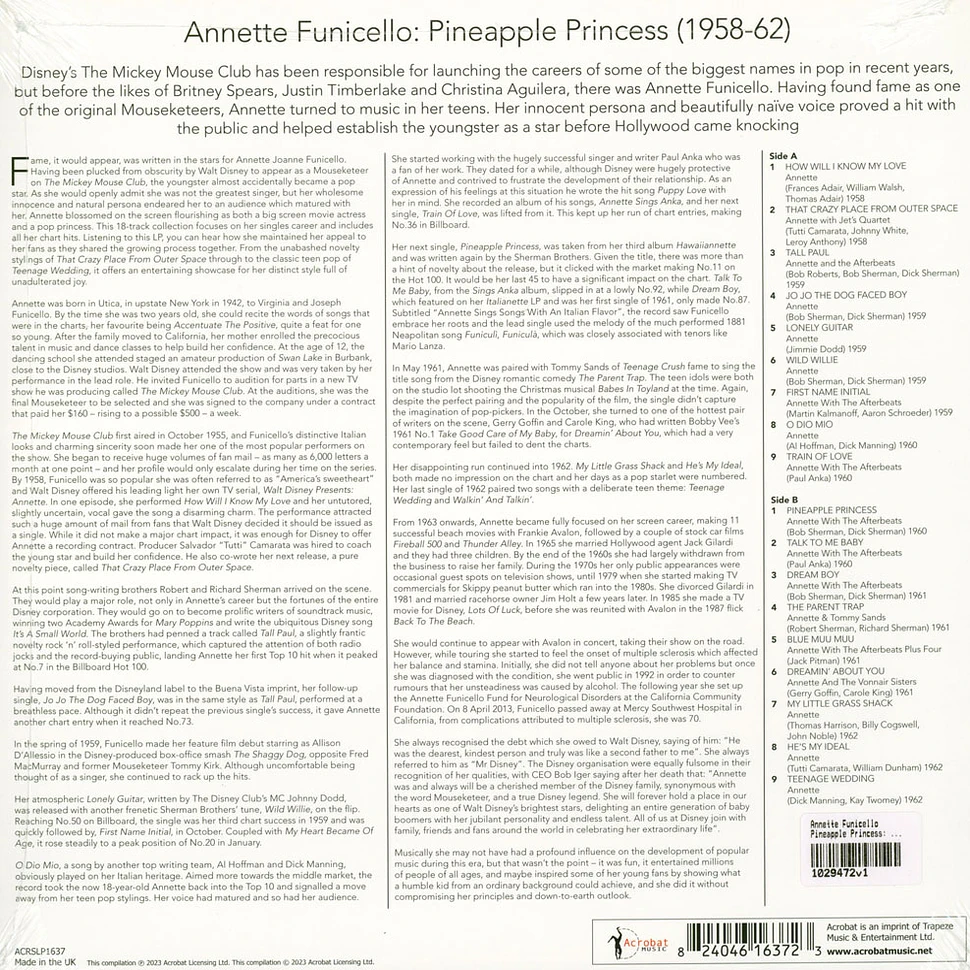 Annette Funicello - Pineapple Princess: The Hits & More 1958-62