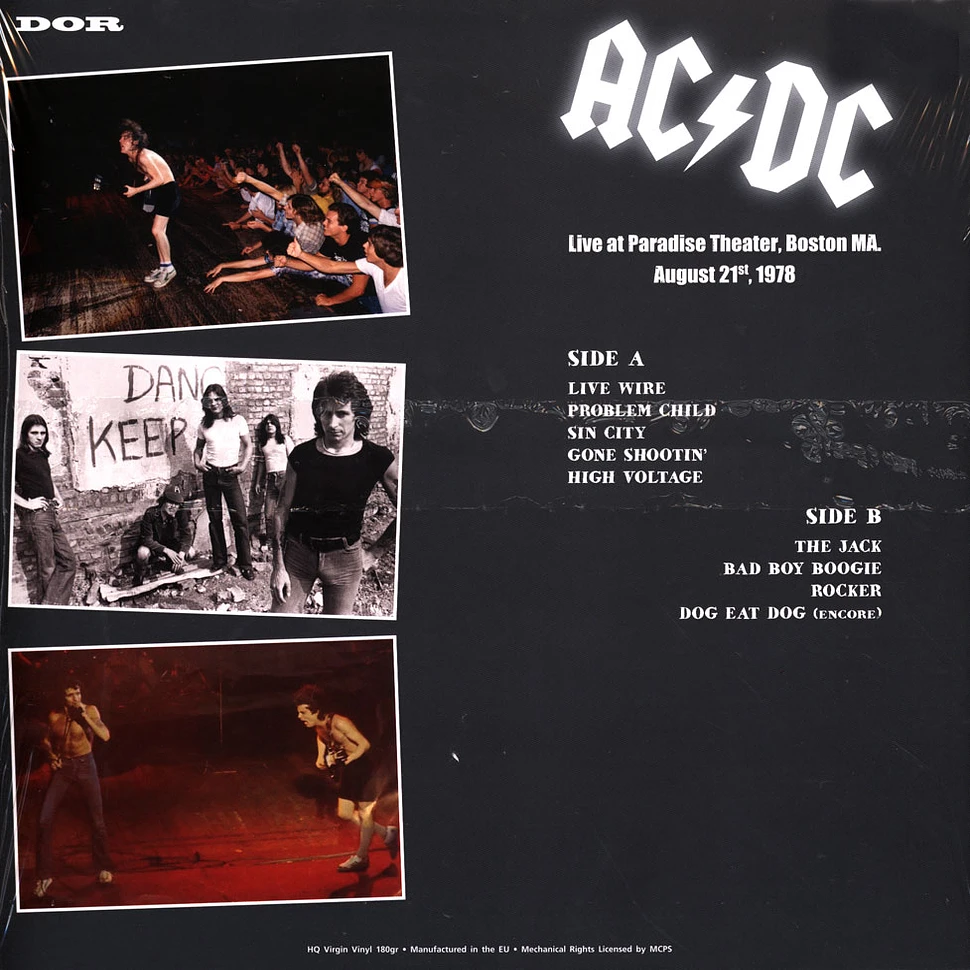 AC/DC - Paradise Theater Boston Ma, August 21st 1978 Colored Vinyl Edition