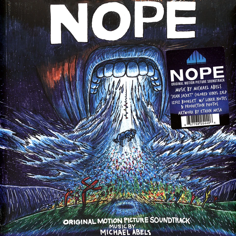 Michael Abels - OST Nope Cloud & Pennant Banner Tan Translucent w/ Red Color-in-color & Black & White Splatter Jean Jacket Vinyl Edition