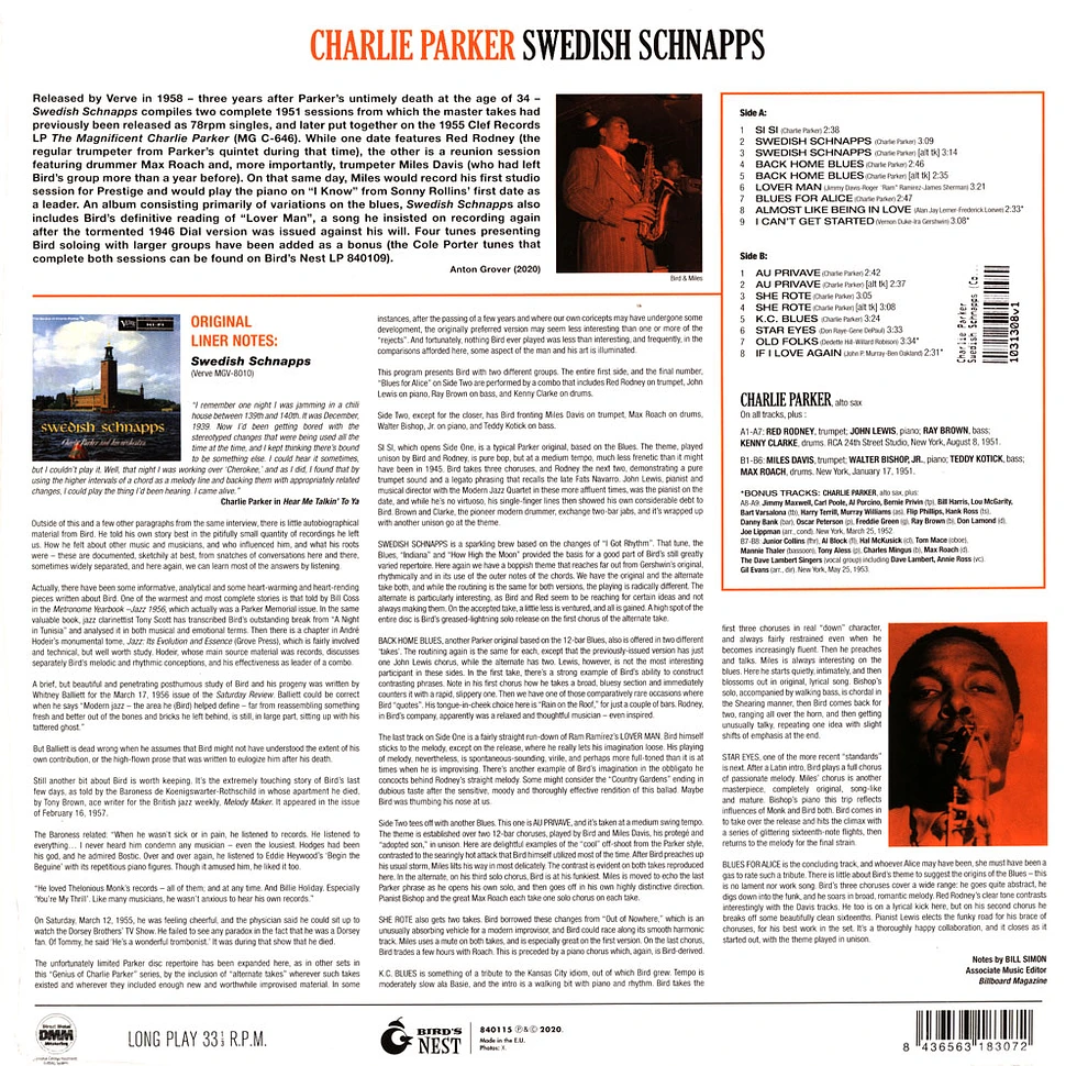 Charlie Parker - Swedish Schnapps (Coloured Vinyl)