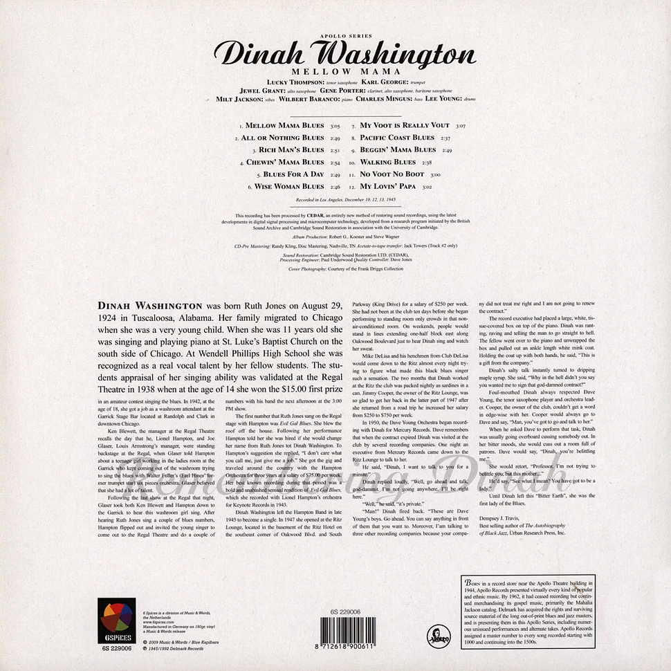 Dinah Washington - Mellow Mama